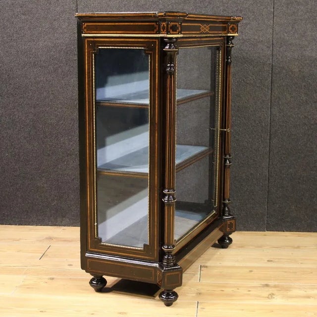 Antique English Inlaid Display Cabinet, 1880 For Sale - Image 11 of 14