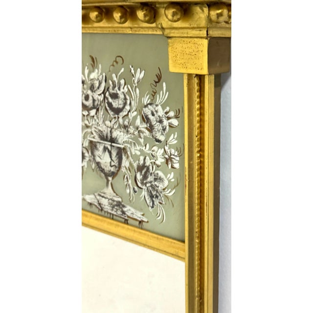 American Federal Églomisé and Giltwood Trapezoidal Pier Mirror For Sale - Image 9 of 10