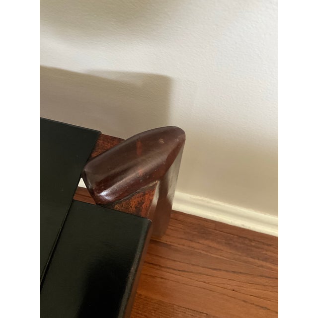 1950s Attributed Edmond J Spence Midcentury MCM Teak and Leather Stool Ottoman For Sale - Image 5 of 10