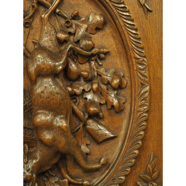 Pair of French Antique Black Forest Panels in Carved Oak, Late 19th Century For Sale - Image 12 of 18
