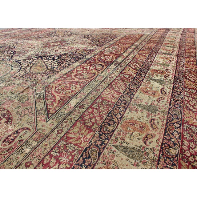 Red Large Antique Persian Lavar Kerman Large Rug With Incredible Details 11'6 X 16'7 For Sale - Image 8 of 8