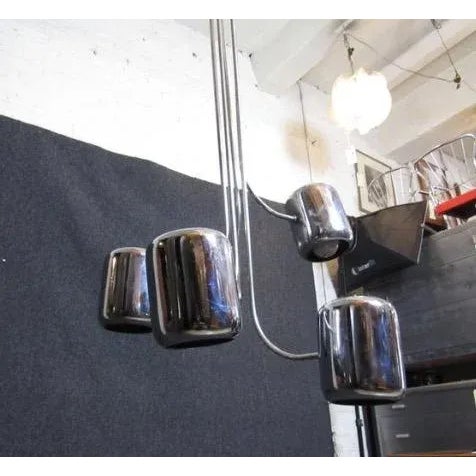 Mid-Century Hanging Chrome Metal Lamp For Sale In New York - Image 6 of 9