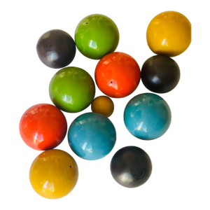 Dozen Mid 20 Th C Polychrome Wood Carpet Balls