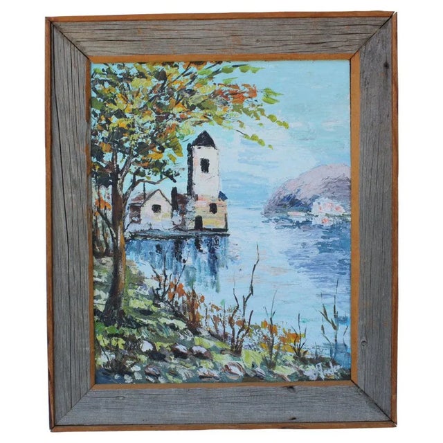 Vintage Coastal Painting Framed in Reclaimed Wood For Sale In Madison - Image 6 of 6