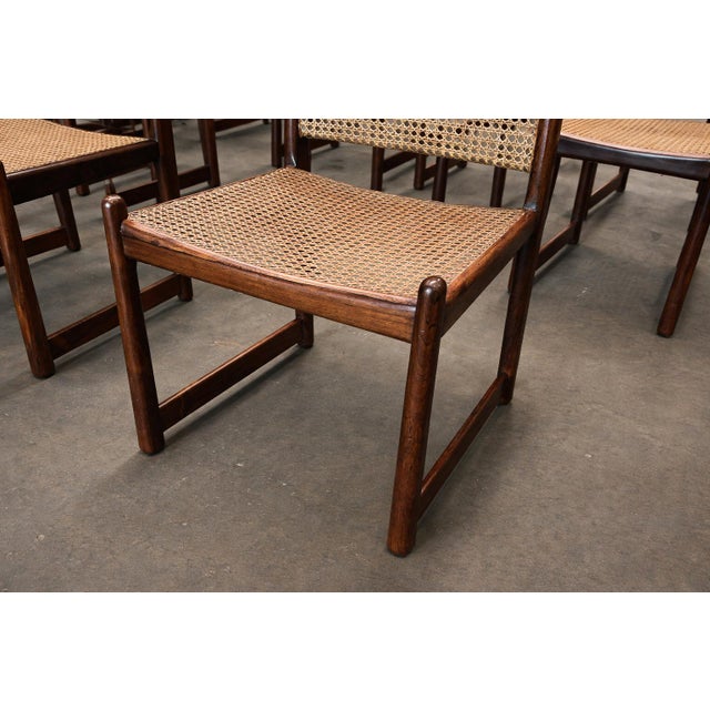 Set of 12 Brazilian Modern Dining Chairs in Rosewood & Caning by Fatima, 1960s Lot 606A For Sale - Image 12 of 16