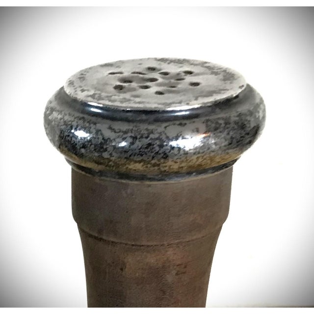 Mid-Century Modern Made in Italy Wood and Sterling Silver Salt Shaker and Pepper Mill For Sale - Image 3 of 4