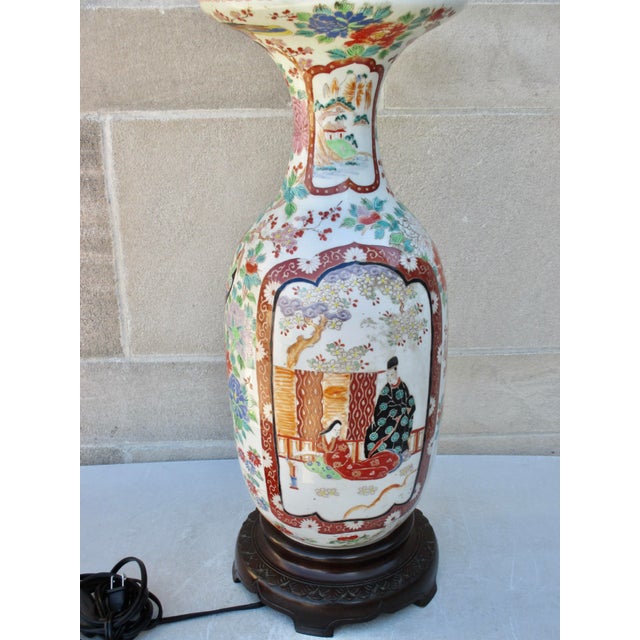 Army Green Massive Antique Japanese Vase Lamp For Sale - Image 8 of 17