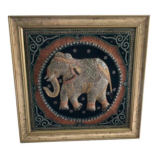 1960s Burmese Elephant Kalaga Tapestry-Framed For Sale