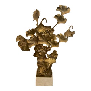 Vintage John Richard Brass Ginkgo Leaves Sculpture For Sale