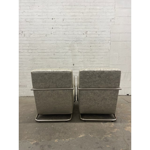 Pair of Modern Tubular Metal Frame Lounge Chairs For Sale - Image 9 of 12