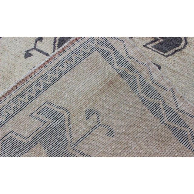 Deep Purple Blue and Cream Midcentury Turkish Tulu Rug With Tribal Design For Sale - Image 9 of 10
