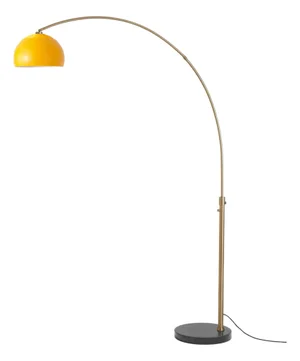 Half Dome 92" Arc Floor Lamp, Mustard Shade, Brass, Marble Base
