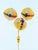 18 Karat Yellow Gold Ruby Sapphire & Diamond Earring And Stick Pin Set Estate Each earring has one round Cabochon sapphire...