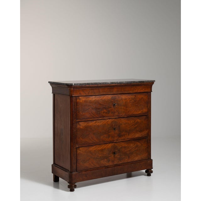 19th Century France Rich Mahogany Marble-Top Mahogany Chest For Sale - Image 10 of 11