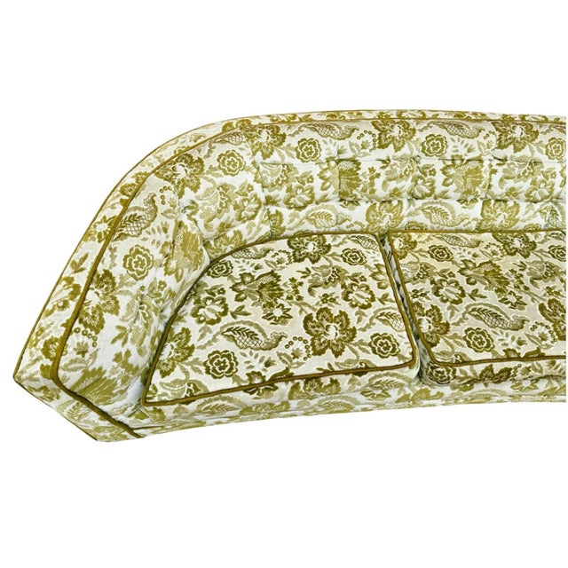 Mid-Century Modern 1960s Mid Century Floral Tufted Curved 3 Seater Sofa For Sale - Image 3 of 12