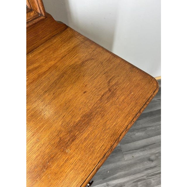 Vintage French Louis Style Oak Dressing Table with Mirror For Sale - Image 9 of 11