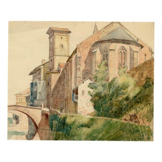 Eleanor Hughes RI, Saint-Jean-Pied-de-Port, Pyrenees, France, 1920, Watercolour For Sale