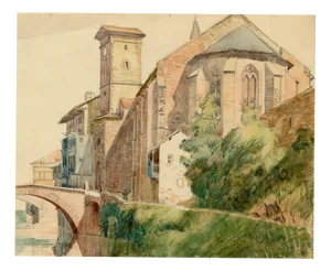 Eleanor Hughes RI, Saint-Jean-Pied-de-Port, Pyrenees, France, 1920, Watercolour