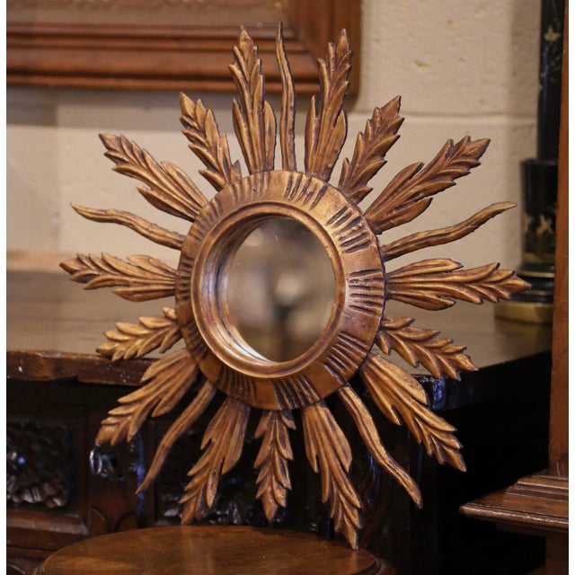Add a beautiful shine to your home with this eye-catching sun mirror from Versailles, France. Created circa 1970, the...