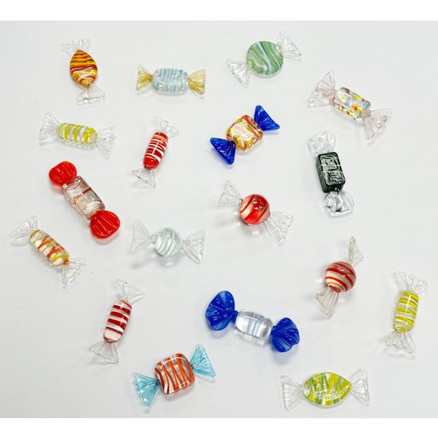 Colorful vintage Murano style blown glass candies. Each piece is different in shape, size and color. Beautiful addition to...