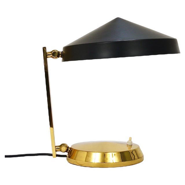 Mid-Century Black Brass Table or Desk Lamp, Austria, 1960s For Sale
