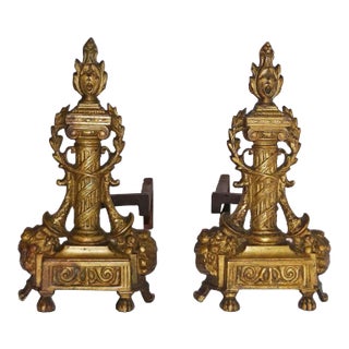 Andirons Antique Neoclassical Style - A Pair For Sale