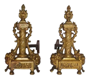 Andirons Antique Neoclassical Style - A Pair