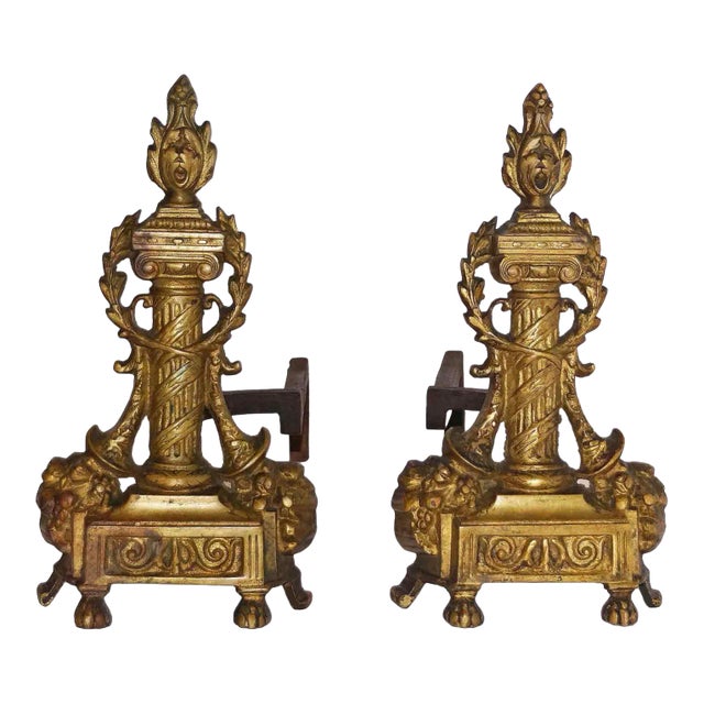 Antique Neoclassical Andirons - A Pair For Sale