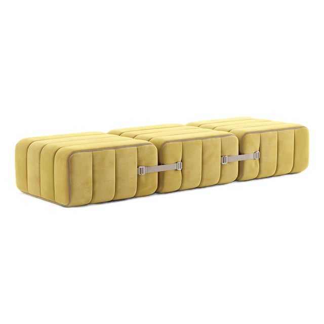 Curt Modular Set - Flexible Bench - Barcelona - Cornhusk - V3347/50 (Yellow) by Ambivalenz, Set of 3 For Sale