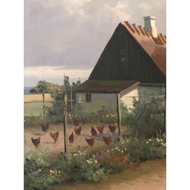 Green Vintage Original Cottage Oil Painting: Large Countryside Wall Art For Sale - Image 8 of 11