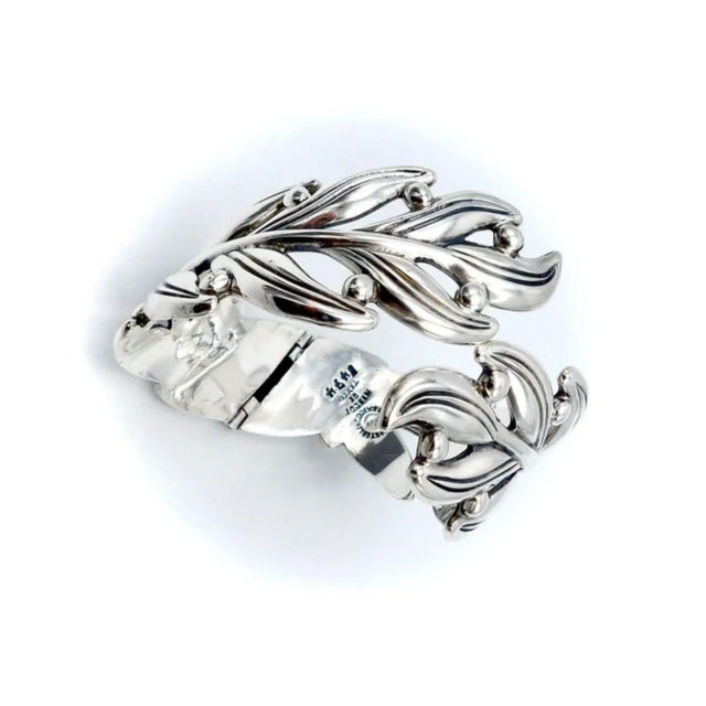 Margot De Taxco Sterling Silver Leaf Bracelet For Sale - Image 4 of 7