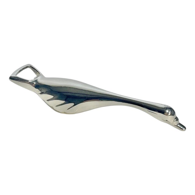Vintage French Goose or Swan Silver Plate Bottle Opener For Sale