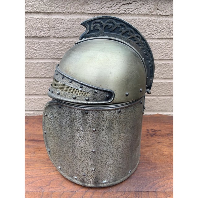 Late 20th Century Pewter Knight’s Helmet Form Ice Bucket For Sale - Image 9 of 9