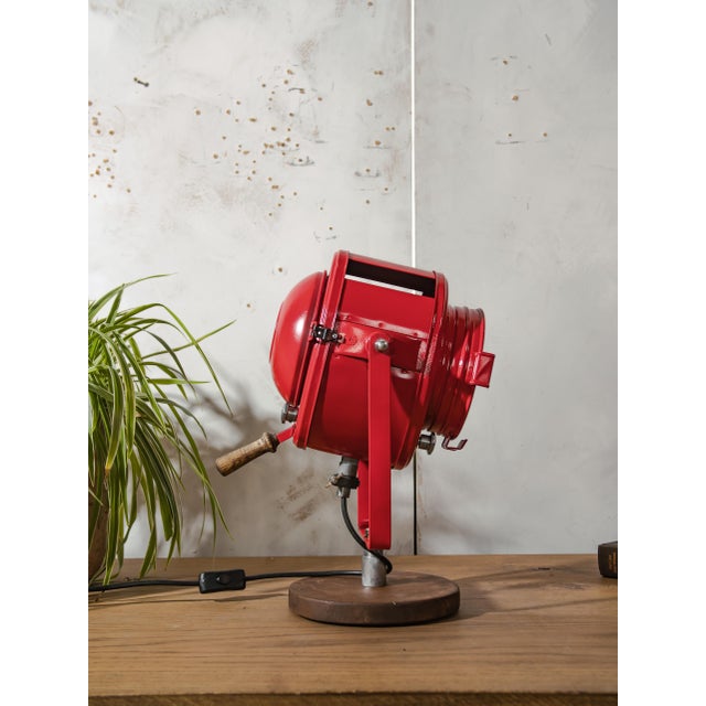 French Red Theater Spotlight Desk Lamp from A.E. Cremer, Paris, 1950s For Sale - Image 9 of 13