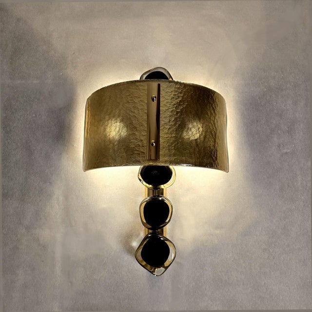 Pair of Gold Murano Glass, Mid Century Modern Sconces, Italy 1980s For Sale - Image 4 of 11
