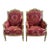 French Baroque Style Red Wingback Chair - Set of 2 For Sale