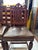 Set of 4 - Antique Gothic Revival Carved Oak Hall Chairs - Leather Seat Nailhead For Sale - Image 4 of 8