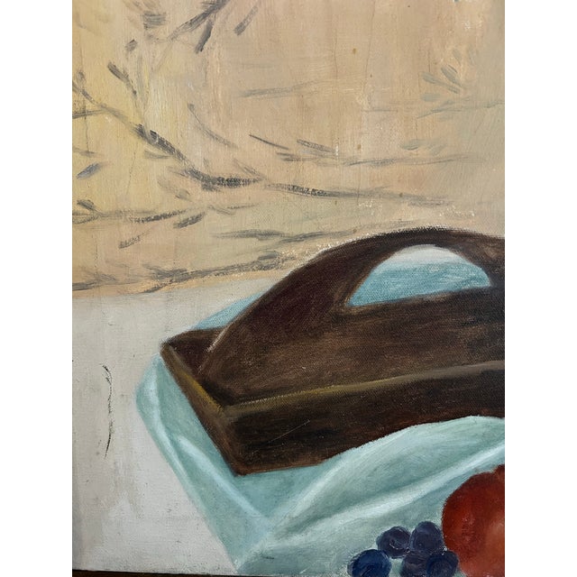 1970s Mid Century Vintage Large Floral Still Life Oil Painting on Canvas Yellow Flowers For Sale - Image 5 of 8