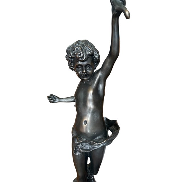 Bronze Bronze Table Lamp After Auguste Moreau For Sale - Image 8 of 12