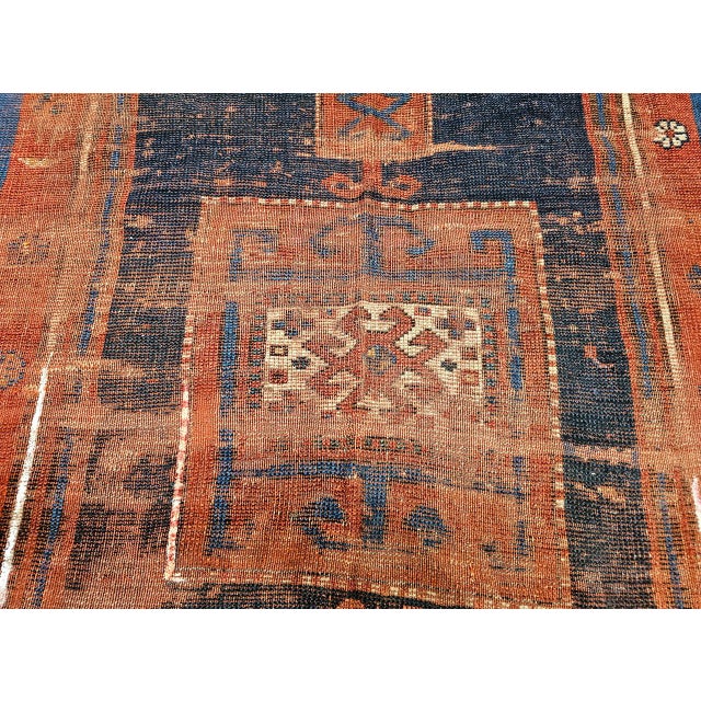 Antique Fachralo Kazak Prayer Rug, Handwoven Wool, Persimmon & Green, 4' x 6' For Sale - Image 14 of 18