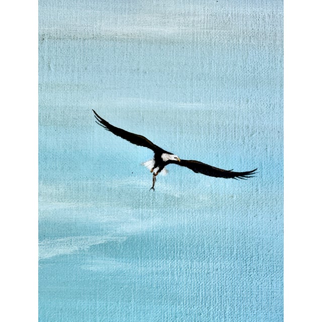 American American Bald Eagle Framed Animal Art, Oil on Canvas Lynn Chase Signed 1980 For Sale - Image 3 of 15