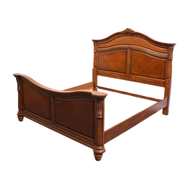 Kevin Charles Cherry Contemporary Traditional Empire Style King Size Bed For Sale - Image 4 of 9