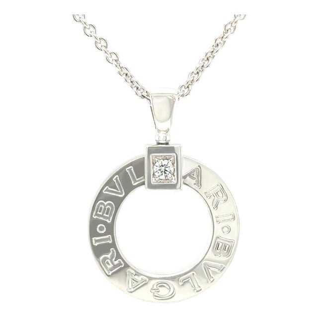 Bvlgari 18ct White Gold Bvlgari Bvlgari Diamond Necklace 0.07ct For Sale