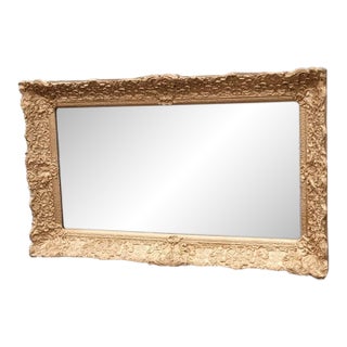 Vintage 1930s Italian Gilt Wood Wall Mirror Ornate Gold Hallway Decor For Sale