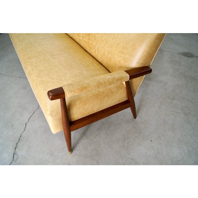 1950’s Mid-Century Modern Leather Lounge Sofa For Sale - Image 11 of 12