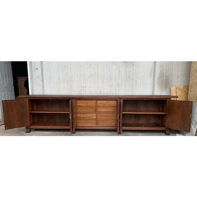 Late 19th Century 19th Century Large Catalan Spanish Baroque Carved Oak Tuscan Credenza or Buffet For Sale - Image 5 of 12