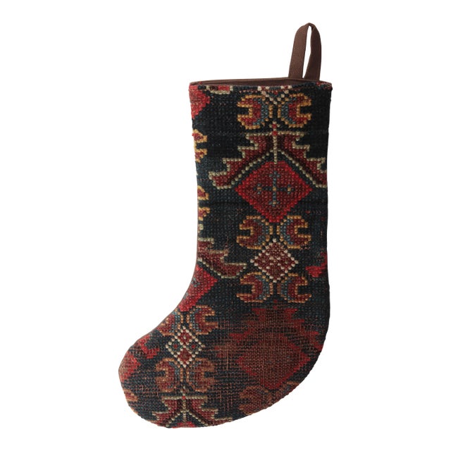 Designer Holiday Stocking Crafted From Antique Rug -12'' X 18'' For Sale