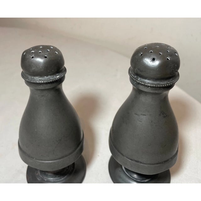 Large Pair of 19th Century Handmade Engraved Pewter Salt and Pepper Shakers For Sale In New York - Image 6 of 11
