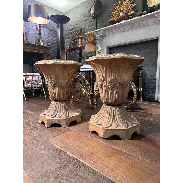 Antique Buff Terracotta English Urns, 1880, Set of 2 For Sale - Image 3 of 18