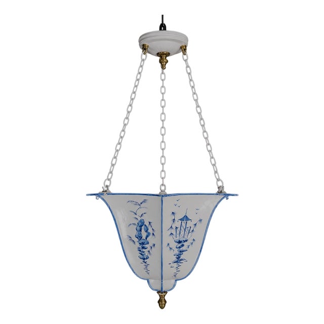 Vintage French Chinoiserie Metal Chandelier For Sale